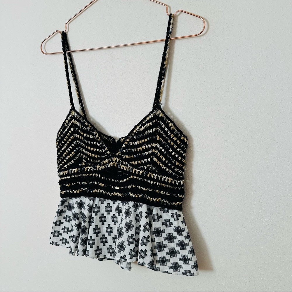 By Anthropologie Freida Layered Sweater Tank Top Patterned Camisole Boho - Picture 6 of 10